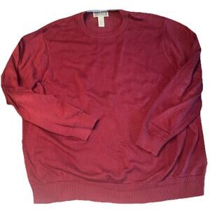 Duluth Trading Company Red Maroon Cotton Crewneck Sweater Men's 2XL Tall